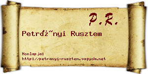 Petrányi Rusztem névjegykártya